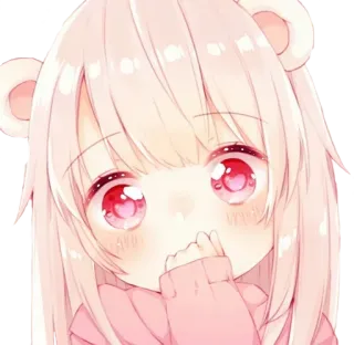 👀 a0c6cf1b chica anime, linda, rosa, orejas de oso, kawaii telegram sticker