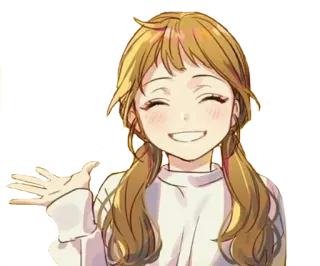 👋 d351e5ee chica anime, sonriendo, saludando, linda, dibujos animados telegram sticker