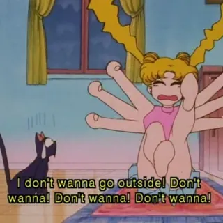 🤕 d1833c54 I don't wanna go outside! Don't
wanna! Don't wanna! Don't wanna! telegram sticker