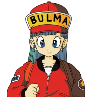 👸 0457524e Bulma Dragon Ball BULMA Bulma, Dragon Ball, anime, cartoon, character, girl, cap, backpack telegram sticker