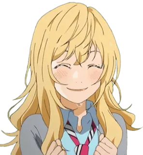 😊 37ba2b62 Kaori Miyazono Your Lie in April anime, girl, blonde hair, smile, happy, kaori miyazono, your lie in april telegram sticker