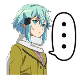 😗 9bba941c Sinon Sword Art Online ... anime, character, Sinon, Sword Art Online, thinking, speech bubble, dots telegram sticker