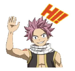 👋 f7b850f5 Natsu Dragneel Fairy Tail Hi!! anime, manga, fairy tail, natsu, dragneel, hi, greeting telegram sticker