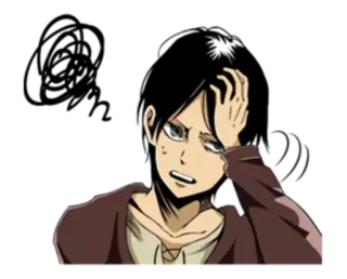 😲 f993588f Eren Yeager Attack on Titan anime, manga, character, eren yeager, attack on titan, confused, tired telegram sticker