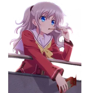 🤔 fc5b15e1 Nao Tomori Charlotte anime, girl, snack, cute, charlotte telegram sticker