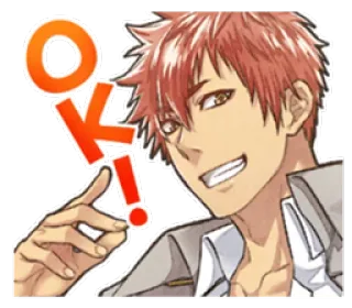 🆗 f5518ff9 OK! ok, setuju, persetujuan, gaya anime, karakter pria whatsapp sticker