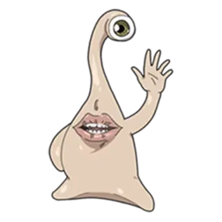 👋 0ebe0ce7 monster, makhluk, mata, mulut, tangan, melambai telegram sticker