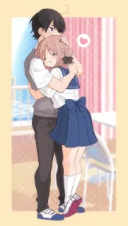 ☺️ 1ddfffe6 anime, couple, hug, love, school uniform whatsapp sticker