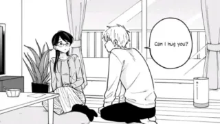 😳 56bb7f26 Can I hug you? manga, hug, romance, domestic, couple whatsapp sticker