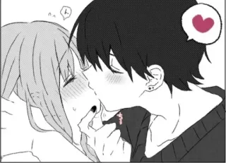 💋 990b6c2e anime, kiss, love, romance, couple, manga whatsapp sticker
