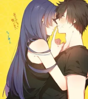 😚 b99907a1 あんな事ない
ゆっくり話した anime, kiss, romance, couple, cartoon, japanese, girl, boy whatsapp sticker