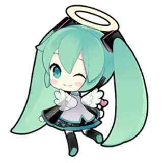 😇 053c1c82 Hatsune Miku Anime, Chibi, Vocaloid, Angelo, Carino telegram sticker