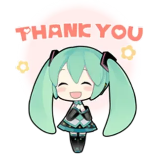 ☺️ 796b7bfd Hatsune Miku THANK YOU Anime, Chibi, Vocaloid, Carino, Grazie, Kawaii, Miku telegram sticker