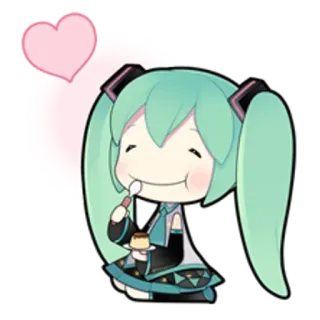😋 a74ee96e Hatsune Miku Hatsune Miku, Vocaloid, Anime, Kawaii, Chibi, Cuore, Pudding telegram sticker