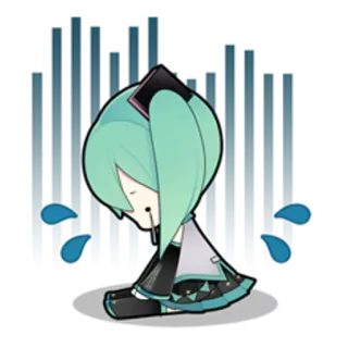 😰 ae225e33 Hatsune Miku triste, piangendo, anime, vocaloid, personaggio, digitale telegram sticker
