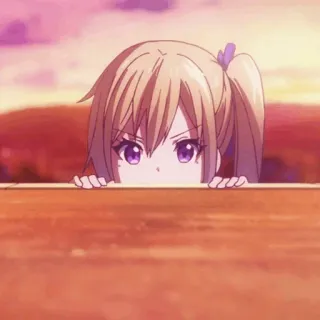 🏅 bc2b641c Anime, Mädchen, lila Augen, Pferdeschwanz, süß telegram sticker