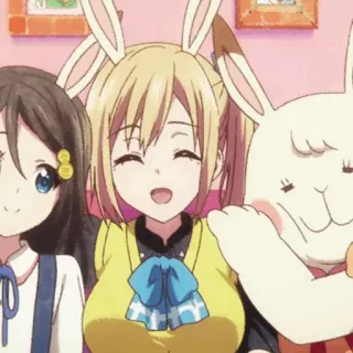 🏅 d77642f3 Anime, Hasenohren, Cartoon, lächelnd telegram sticker