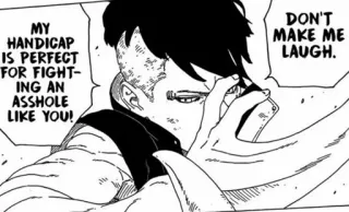 🛸 5f6f997a MY
HANDICAP
IS PERFECT
FOR FIGHT-
ING AN
ASSHOLE
LIKE YOU!
DON'T
MAKE ME
LAUGH. Аниме, Манга, Оскорбительная лексика, Оскорбление, Речевой пузырь, Мультфильм telegram sticker