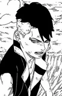 🛸 85268561 Kawaki Boruto Аниме, Манга, Каваки, Боруто, Персонаж, Черно-белый telegram sticker