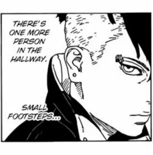 🛸 a70004e3 THERE'S ONE MORE PERSON IN THE HALLWAY.

SMALL FOOTSTEPS... Манга, Комикс, Человек, Коридор, Шаги telegram sticker