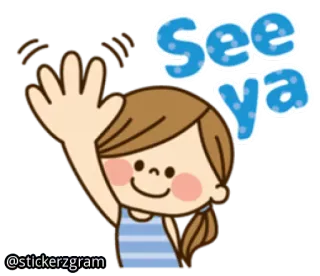 ✋ 1791bd8b See ya ragazza, onda, ciao, a presto, addio, cartone animato telegram sticker