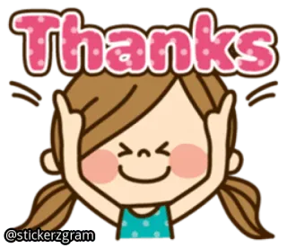 ☺ 3ec24ff9 Thanks grazie, ragazza, carino, cartone animato, adesivo, gesto telegram sticker