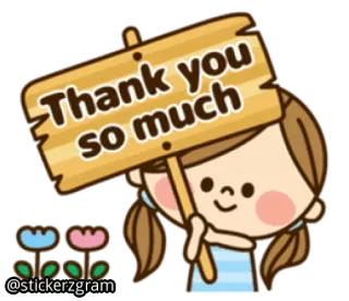 ☺ 3eceb239 Thank you so much grazie, apprezzamento, ragazza, cartello, carino, fiori telegram sticker