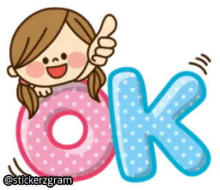 👍 40a4217f OK OK, ragazza, cartone animato, approvazione, affermativo, carino telegram sticker