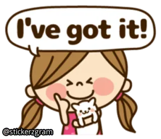 👍 a9697599 I've got it! ragazza, cartone animato, cane, ce l'ho, affermativo telegram sticker