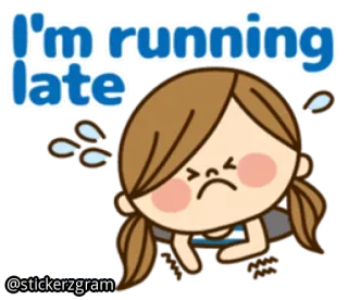☺ afe0d028 I'm running late in ritardo, fretta, ritardo, cartone animato, emoji telegram sticker