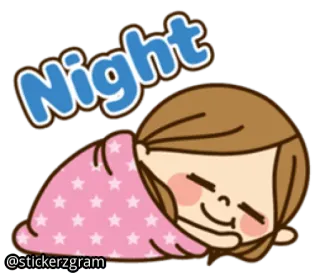 😴 df9e472e Night notte, sonno, buonanotte, dormire, cartone animato telegram sticker