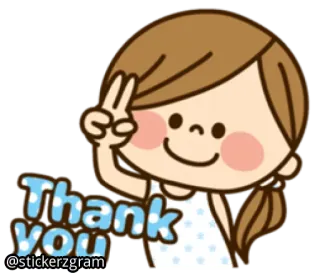 ☺ e7363737 Thank you grazie, gratitudine, carino, cartone animato, ragazza, saluto telegram sticker
