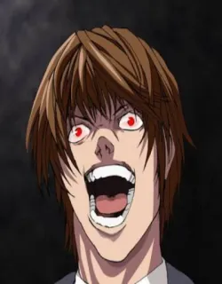 😂 af6566da Light Yagami Death Note 动漫, 死亡笔记, 夜神月, 可怕, 生气, 邪恶 telegram sticker