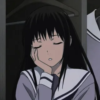 ✨ 2ebba58d anime, chica, aburrida, dormilona, estudiante, uniforme telegram sticker