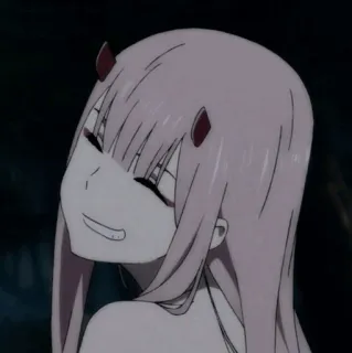 ✨ f4412dbc Zero Two Darling in the Franxx anime, Zero Two, Darling in the Franxx, pelo rosa, cuernos, chica anime telegram sticker