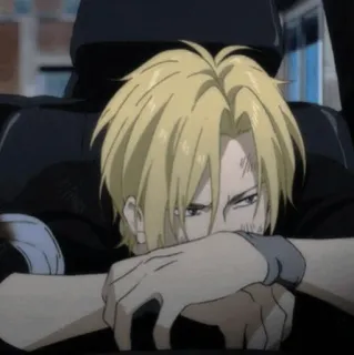 ✨ f480f3d9 Ash Lynx Banana Fish Anime, Personaje, Pelo Rubio, Triste, Emocional telegram sticker