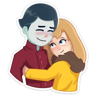 👫 0095300a 卡通, 情侣, 拥抱, 爱, 浪漫, 感情 telegram sticker
