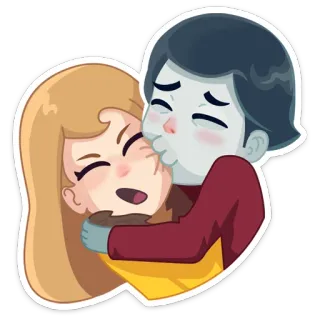 💋 8a8eea07 拥抱, 亲吻, 爱, 情侣, 卡通, 爱意 telegram sticker
