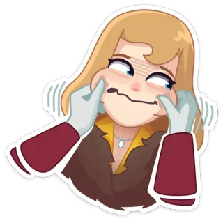 😐 ff69942b 女人, 傻, 卡通, 搞笑, 脸, 脸颊 telegram sticker