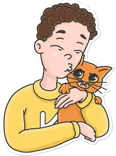 😘 95cddbe7 desenho animado, menino, gato, animal de estimação, amor, animal whatsapp sticker
