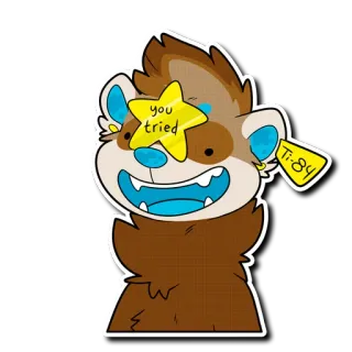 ⭐️ 19d89f25 you tried animal, cartoon, cute, ferret, star, you tried, funny whatsapp sticker