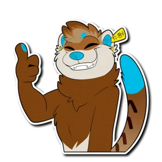 👍 5103b1ce TI-84 animal, mammal, otter, anthropomorphic, cartoon, thumbs up whatsapp sticker