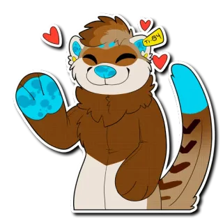 🐻 9085320d TI-84 ferret, anthropomorphic, cartoon, cute, furry, animal, cheerful whatsapp sticker