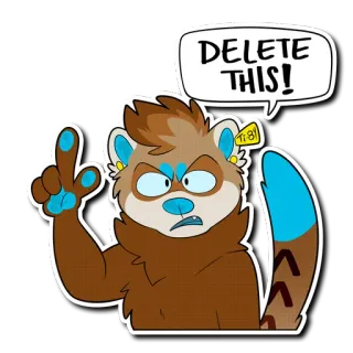 😡 0025e418 DELETE THIS! Мультфильм, Хорек, Животное, Злой, Речевой пузырь, Удалить, Запрос whatsapp sticker