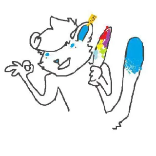 👌 b39d5ff4 кот, рисунок, мультфильм, фурри, жест ок, цветной хвост whatsapp sticker