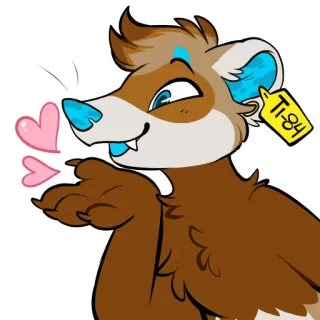 💕 d4222a0b TI-84 Фурри, Мультфильм, Животное, Ласка, Сердце, Милый whatsapp sticker