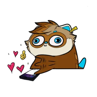 ❤️ 2cd51a3c cute, cartoon, animal, thumbs up, heart, phone, emoji telegram sticker