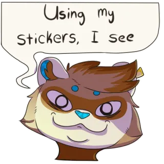 😏 83ce0336 Using my stickers, I see sticker, animal, cartoon, furry, expression telegram sticker
