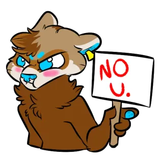😳 a4b85538 NO U. animal, cat, cute, sign, meme, no u telegram sticker