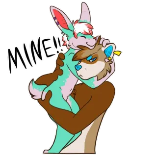 😡 de29ce19 MINE!! furry, hug, cute, animal, ownership, animated telegram sticker